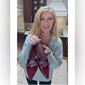 NIB Burgundy Kitten-Heel Faux Leather Shoes-9.5M